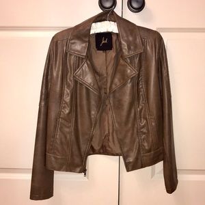 Brown Faux Leather Jacket